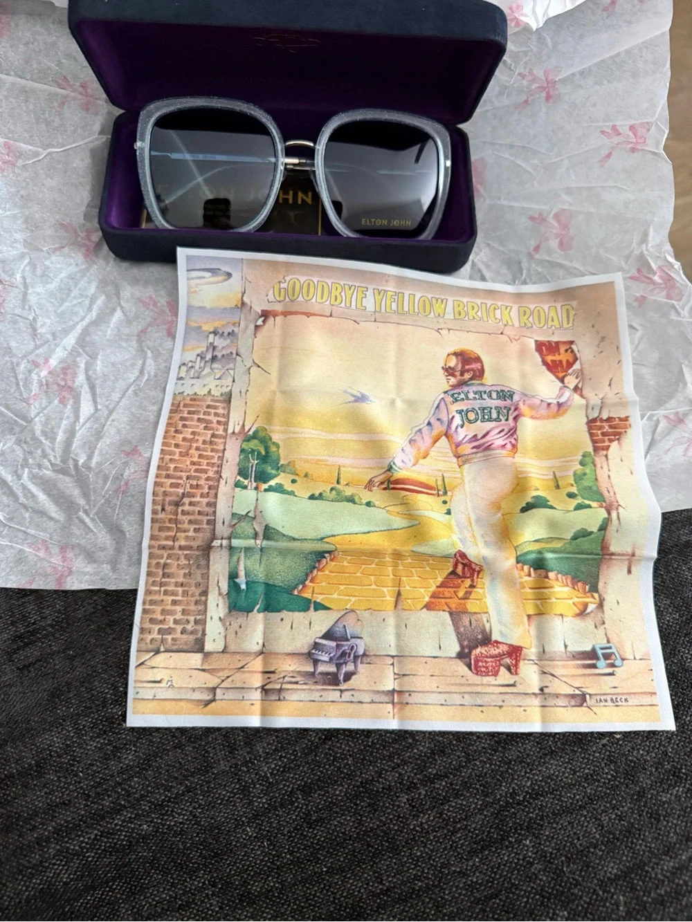 Elton John Blue Square Sunglasses - full inclusion
